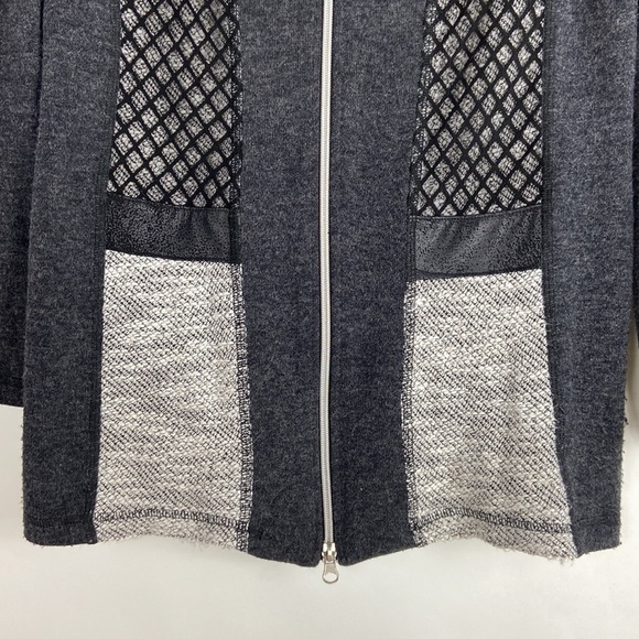 MICHAEL Tyler Full Zip Jacket Gray Black Abstract Patchwork Art To Wear Cardigan - Picture 9 of 16